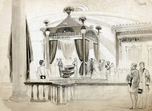 Il catafalco funebre a Springfield, Illinois, illustrazione per Frank Leslie