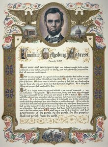 Il discorso di Gettysburg, pronunciato da Abraham Lincoln (1809-65) da American School
