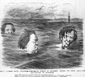 La grande gara di nuoto che si terrà il quattro novembre, c.1860 da American School