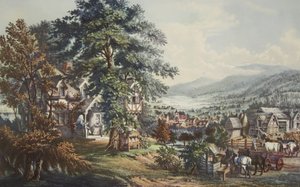La casa di Evangeline, Nella terra degli Acadiani, pub. 1864, Currier & Ives da American School