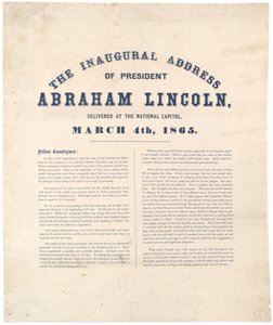 Discorso inaugurale del presidente Abraham Lincoln pronunciato al Campidoglio nazionale, 4 marzo 1865 da American School