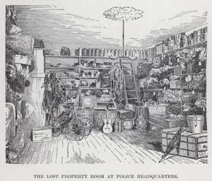 La stanza degli oggetti smarriti alla sede della polizia (litografia) da American School
