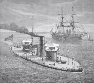 La Miantonoma, monitor corazzato a doppia torretta varato nel 1863 da American School