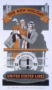 La Nuova Vacanza, annuncio per United States Lines, SS Leviathan, anni 1920 da American School