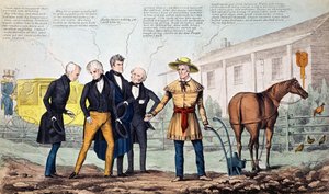 Il contadino di North Bend e i suoi visitatori, caricatura pubblicata da H.R. Robinson, c.1840-42 da American School