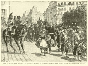 Il vecchio e il nuovo regime, la Guardia Nazionale Repubblicana saluta il residuo della Guardia Imperiale da American School