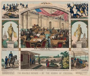 La catena spezzata - Dal genio della libertà, c.1860-1879 (litografia a colori) da American School