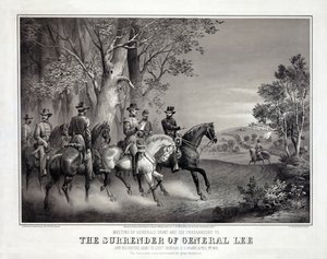 La resa del generale Lee, pub. 1866 (litografia) da American School