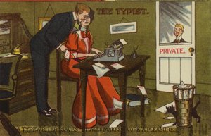 La dattilografa - una macchina da scrivere risparmia tempo e rende il lavoro un piacere da American School