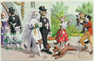Il matrimonio, cartolina americana dei primi del XX secolo da American School