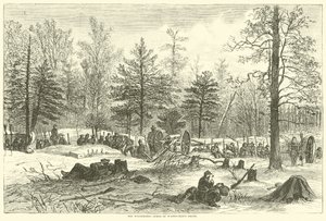 Il Wilderness, scena della morte di Wadsworth, maggio 1864 da American School