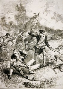 La morte del maggiore John Pitcairn dei Marines britannici nella battaglia di Bunker Hill da American School