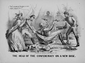 La testa della Confederazione su una nuova base, pubblicato da Hilton & Co., New York, c.1865 da American School