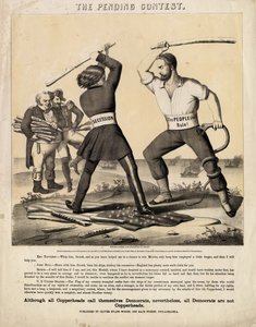 Il concorso in sospeso, pubblicato da Oliver Evans Woods : Herline & Hensel Lith., Filadelfia, 1863
