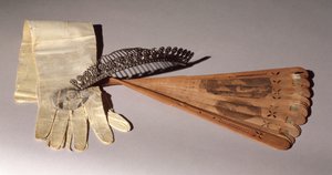 Tiara, guanti e ventaglio, tutti indossati a un ballo in onore di Lafayette (1757-1834) il 14 settembre 1824