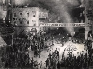 Arrivo trionfale del primo messaggero del Pony Express a Sacramento, 13 aprile 1860