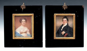 Due miniature del Capitano Arent Schuyler de Peyster e sua moglie, Sarah Macomb da American School