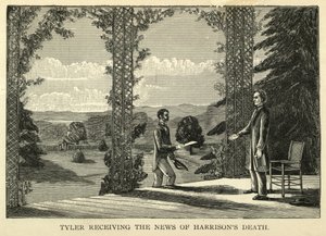 Tyler riceve la notizia della morte di Harrison, pub.1888 (incisione) da American School