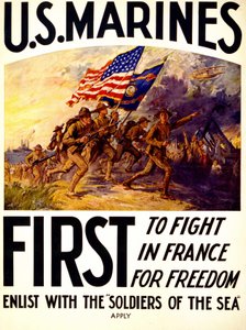 U.S Marines - poster sui soldati che combattono per la libertà in Francia (1914-1918)