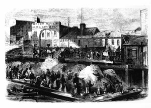 Vagabondi raccolgono stracci da vendere dalla discarica di Beach Street, New York, c.1870 da American School