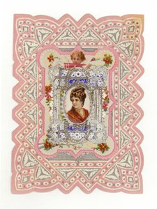 Signora vittoriana su cartolina