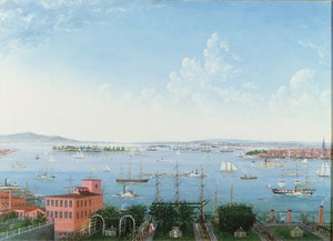 Veduta del porto di New York da Brooklyn Heights, c.1860 da American School
