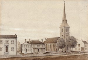 Veduta di Petersburg, Virginia (acquerello su carta) da American School