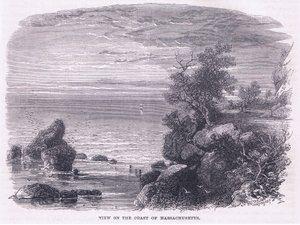 Veduta della costa del Massachusetts 1644, illustrazione da Cassell