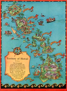 Mappa turistica vintage delle Hawaii da American School
