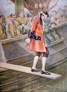 Camminare sulla tavola (litografia a colori) da American School