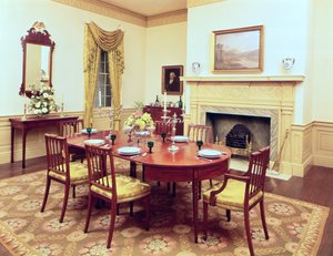 Sala da pranzo di White Hall, vicino a Charleston, Carolina del Sud, 1818 da American School