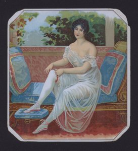 Donna in negligee, etichetta di sigari da American School