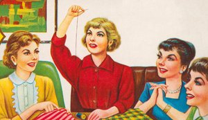 Donne a un circolo di cucito da American School