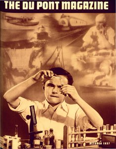 Ragazzo con set di chimica, copertina della rivista DuPont, ottobre 1937