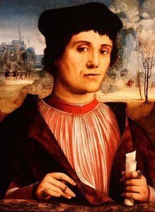 Ritratto di un chierico che tiene una pergamena
