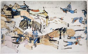 Battaglia di Little Bighorn, Montana, USA, 25-26 giugno 1876 da Amos Bad Heart Buffalo