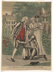 Il figliol prodigo tornato dal padre (Padre ho peccato contro il cielo e davanti a te e non sono più degno di essere chiamato tuo figlio - San Luca 15 Cap 21v) da Amos Doolittle