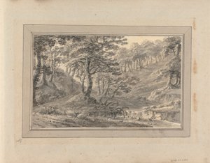 Vedute in Inghilterra, Scozia e Galles: Tour in Scozia; Paesaggio boscoso con ruscello, vicino a Syburn? da Amos Green