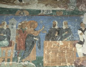 Cristo davanti ad Anna e Caifa, XII secolo da Ancient Russian frescos