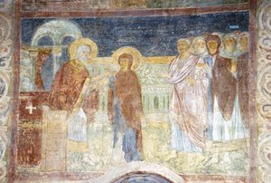 La Vergine che Riceve il Porpora e la Cocciniglia da Ancient Russian frescos