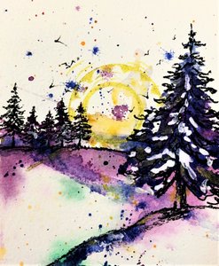 Il bagliore della foresta innevata