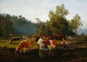 Mucche vicino al fiume da Anders Askevold
