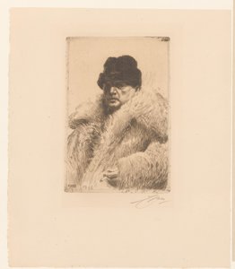 Autoritratto con pelliccia e cappello da Anders Leonard Zorn (signed by artist)