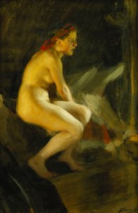 Sul letto; Pa Sangkanten, 1910 da Anders Leonard Zorn