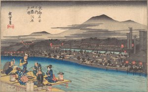 Rinfrescarsi la sera a Shijogawara da Ando Hiroshige