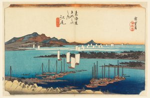 Ejiri, vista su Mio-no-Matsu-bara, nelle Cinquantatré Stazioni della Strada Tokaido (Tokaido Gojusan Tsugi-no Uchi) da Ando Hiroshige