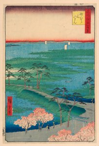 Ex Santuario Hachiman, Sunamura (Sunamura Moto-Hachiman) dalla serie Cento vedute famose di Edo da Ando Hiroshige