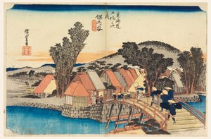 Hodogaya (Ponte Shinkame), nelle Cinquantatré Stazioni della Strada Tokaido (Tokaido Gojusan Tsugi-no Uchi) da Ando Hiroshige