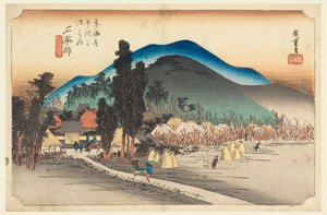 Tempio di Ishiyakushi, nelle Cinquantatré stazioni della strada Tokaido (Tokaido Gojusan Tsugi-no Uchi) da Ando Hiroshige