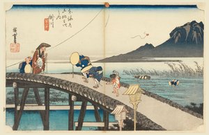 Kakegawa, Monte Akiha, nelle Cinquantatré Stazioni della Strada Tokaido (Tokaido Gojusan Tsugi-no Uchi) da Ando Hiroshige
